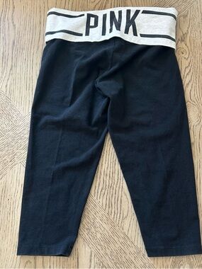 Y2K Victoria's Secret PINK VS Vintage Foldover Yoga Pants Capris White Black XS